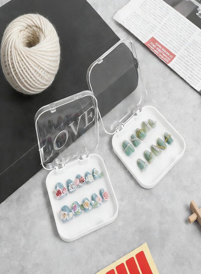 Eldraqth 4PCS Press On Nail Packaging Box Clear Press on Nail Storage Box for Manicurist with 36 Pcs Adhesive Double Sided Tape - Image 4